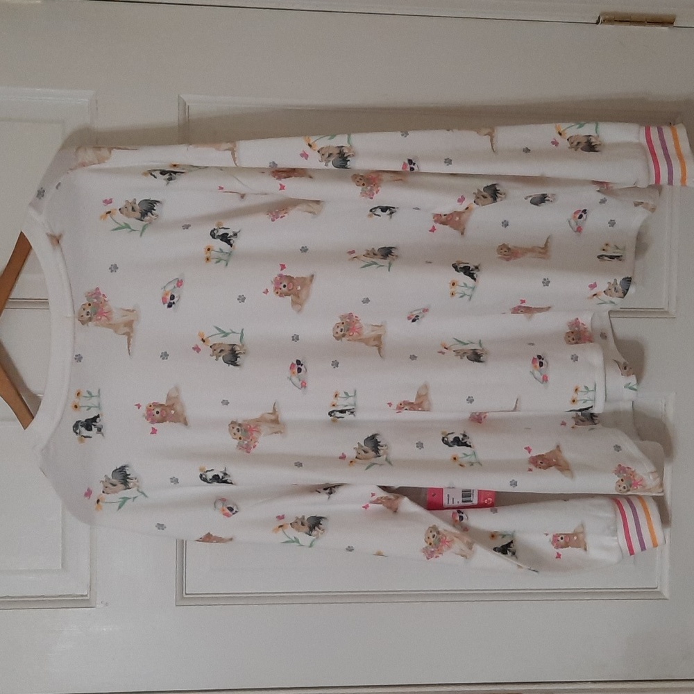 PJ Salvage White Dog Print Long Sleeve Pajama Top - Picture 11 of 15